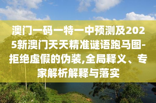 澳門一碼一特一中預測及2025新澳門天天精準謎語跑馬圖-拒絕虛假的偽裝,全局釋義、專家解析解釋與落實