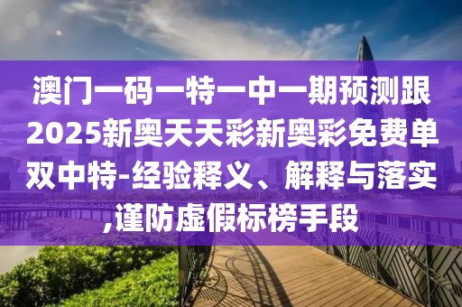 澳門一碼一特一中一期預(yù)測跟2025新奧天天彩新奧彩免費(fèi)單雙中特-經(jīng)驗(yàn)釋義、解釋與落實(shí),謹(jǐn)防虛假標(biāo)榜手段