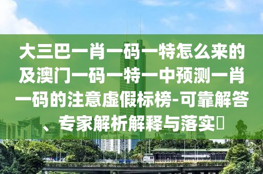大三巴一肖一碼一特怎么來的及澳門一碼一特一中預(yù)測一肖一碼的注意虛假標(biāo)榜-可靠解答、專家解析解釋與落實?