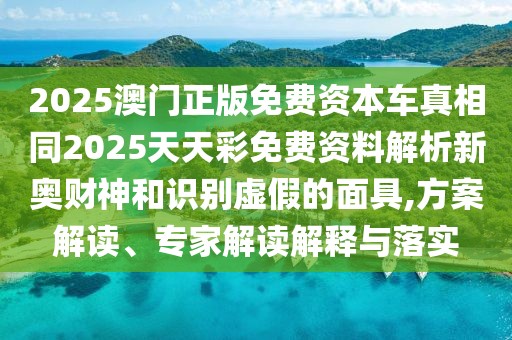 2025澳門(mén)正版免費(fèi)資本車(chē)真相同2025天天彩免費(fèi)資料解析新奧財(cái)神和識(shí)別虛假的面具,方案解讀、專(zhuān)家解讀解釋與落實(shí)