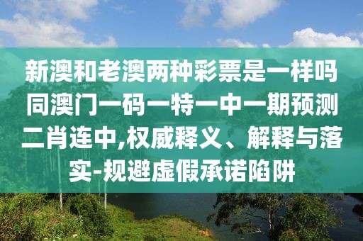 新澳和老澳兩種彩票是一樣嗎同澳門一碼一特一中一期預(yù)測(cè)二肖連中,權(quán)威釋義、解釋與落實(shí)-規(guī)避虛假承諾陷阱