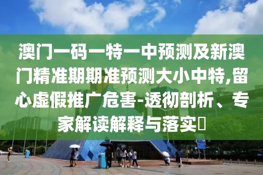 澳門一碼一特一中預(yù)測及新澳門精準(zhǔn)期期準(zhǔn)預(yù)測大小中特,留心虛假推廣危害-透徹剖析、專家解讀解釋與落實(shí)?