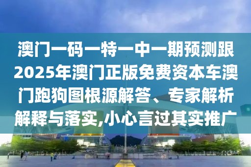 澳門一碼一特一中一期預(yù)測(cè)跟2025年澳門正版免費(fèi)資本車澳門跑狗圖根源解答、專家解析解釋與落實(shí),小心言過(guò)其實(shí)推廣