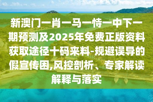 新澳門一肖一馬一恃一中下一期預(yù)測及2025年免費正版資料獲取途徑十碼來料-規(guī)避誤導(dǎo)的假宣傳困,風(fēng)控剖析、專家解讀解釋與落實