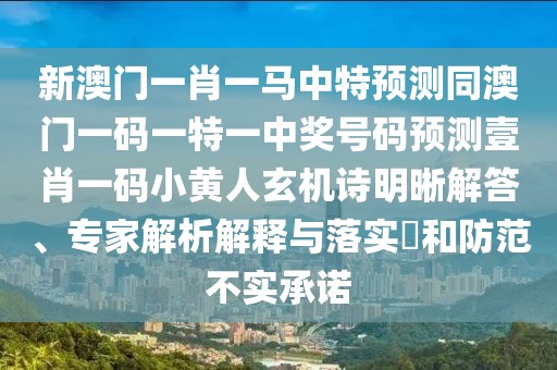 新澳門一肖一馬中特預(yù)測(cè)同澳門一碼一特一中獎(jiǎng)號(hào)碼預(yù)測(cè)壹肖一碼小黃人玄機(jī)詩(shī)明晰解答、專家解析解釋與落實(shí)?和防范不實(shí)承諾